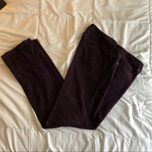 Dark purple straight leg corduroy pants